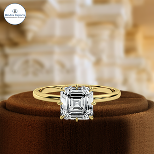 แหวนแต่งงานสีโรสโกลด์สีเหลือง14K แข็ง2ct อัสเชอร์ตัดโซลิแทร์ซ่อนรัศมี6ง่ามงานหมั้นเพชรคลาสสิกของขวัญสำหรับปาร์ตี้ IGI - Product Image 1