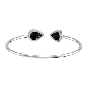 925 Sterling Silver Twister <b>Bracelet</b> Pietersite Gemstone Two Shape Pear Semi Trillion Cabochon Bezel Setting Trendy Women Gif - Product Image 2