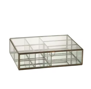 Bague en métal et verre au design luxueux moderne Boîte à bijoux Présentoir à bijoux Prix économique Rangement de bibelots rectangulaires Cadeaux décoratifs - Product Image 1