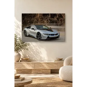 Impression sur toile de Fida Silver BMW i8 devant une muraille de rochers - Product Image 1