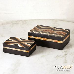 กล่องฝังเรซินทางเรขาคณิตสีดำและสีขาวมาใหม่พร้อมดีไซน์หินอ่อนกล่องเก็บของตกแต่งบ้านที่หรูหราทันสมัย - Product Image 5