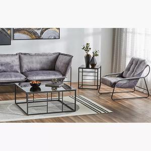 Mesa de centro redonda de metal de diseño moderno con lado de hierro Nuevo juego de muebles de sala de estar disponible a precio de venta al por mayor - Product Image 4