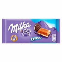 Chocolat Oreo MILKA à texture croustillante, bon marché et très demandé, emballage boîte de 100g pour l'exportation