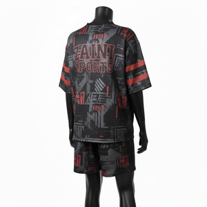 Conjunto corto de jersey de malla transpirable para mujer, 180 GSM, poliéster, negro, rojo, gris, sublimación, logotipo personalizado, conjuntos para mujer - Product Image 5