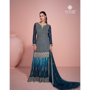 Conjunto Tradicional Maruti Fashion para Mujer, Top Sharara con Dupatta, Bordado Intenso en Seda Chinon, Colección de Exportación para Bodas y Todas las Temporadas - Product Image 1