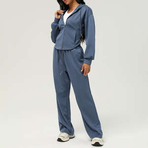 Ensemble de survêtement 2 pièces pour femme, respirant, avec cordon de serrage, streetwear, coupe ample, pantalon de survêtement à jambes larges et sweat-shirt - Product Image 6