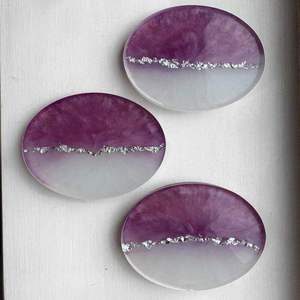 Ocean Inspired Wooden Coasters with Metallic Accents Handmade Durable <b>Mats</b> for Coastal Home Coffee <b>Bar</b> & Customizable Gifts - Product Image 3