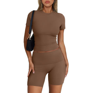 OEM New Women Fitness Yoga Workout Gym Bra Ribbed Leggings Suit Seamless Activewear Compression Yoga Sets - Product Image 1