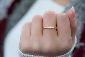 Venta caliente boda 925 anillo de ley corte redondo completo delicado Zirconia cúbica diamante minimalista anillos finos para Mujeres Hombres - Product Image 3