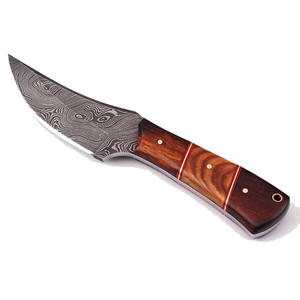 Couteau à dépecer Jexmoo personnalisé, fait main, en acier Damas, 9 pouces, manche en résine et bois, avec étui en cuir. Parfait pour les activités de plein air et comme cadeau. - Product Image 6