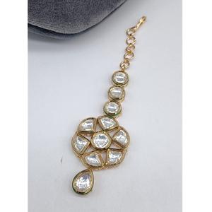 Polonais d'or antique de haute qualité avec des pierres Look Tikka bijoux de cheveux Style traditionnel pour la Collection de vêtements de mariage pour les femmes - Product Image 1