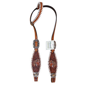 Ensemble de harnachement pour chevaux vente en gros ensemble de harnachement Western équestre Style gladiateur têtière en cuir usiné et collier de poitrine matériel en cuivre - Product Image 5