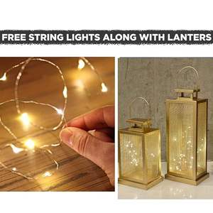 Set 2 Handmade UV Printed Home Decor Stainless Steel Mesh <b>Lanterns</b> <b>Candle</b> Tealight Holders Christmas Festivities Elegant Metal - Product Image 4