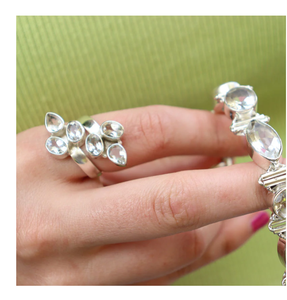 Anillo de moda de Plata de Ley 925 para mujeres y niñas, ajuste de bisel de piedras preciosas de cristal de corte ovalado para boda y regalo - Product Image 4