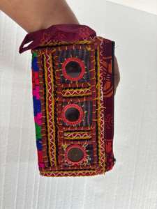 Bolsa de Maquillaje Cosmética Artesanal Boho con Espejo Bordado, Estilo Étnico Indio Banjara, Portátil, para Dulces, Regalo Festivo de Lujo - Product Image 5