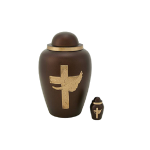 Urnas de cremación verdes de alta calidad, urnas de recuerdo de aluminio de latón y Metal europeo, fabricante de suministros funerarios para cenizas humanas para adultos - Product Image 2