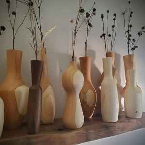 Eco Friendly Handcrafted Wooden Bud Vase for <b>Dried</b> <b>Flowers</b> Natural Rustic Home Table Decor - Product Image 4