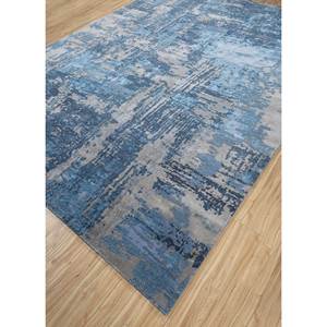 Tapis Kavi bleu noué à la main en laine et soie de bambou, collection Project Error, motif abstrait pour usage domestique Esk-439 - Product Image 2