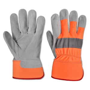 Gants de travail en cuir fendu ignifugé EN420 CE Gants d'extérieur de travail industriel de sécurité de construction résistants à l'intérieur du coton - Product Image 5