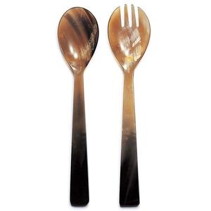 Cuillères à couverts écologiques faites à la main avec longue corne de buffle et vaisselle en agate de forme décente cuillères de service à salade - Product Image 1