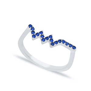 Sapphire CZ Stone Zigzag Zircon Stone Beaded <b>Ring</b> Wholesale Turkish Handcrafted <b>925</b> Sterling <b>Silver</b> Jewelry Tiny Jewellery - Product Image 3
