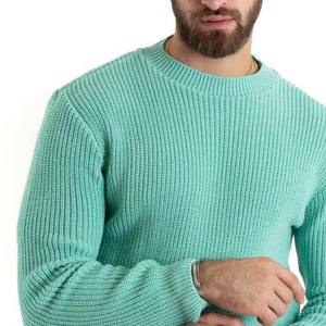 2025 Venta caliente personalizado suelto Casual invierno suéter de punto cuello manga larga hombres suéteres patrón sólido 100% algodón - Product Image 4