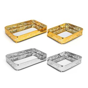 Decoración festiva islámica, bandejas de Ramadán, accesorios de decoración de Ramadán y Eid, bandeja de decoración de Ramadán y Eid, bandeja grande de espejo plateado - Product Image 5