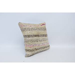 Beige Kantha <b>Patchwork</b> Wool Pillow 16x16 Inches Luxury Embroidered Vintage Fluffy Print Portable for <b>Bedding</b> or Sofa Use - Product Image 3
