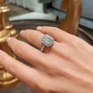 2025 IGI Certified Emerald Cut Moissanite Engagement <b>Ring</b> 925 Sterling <b>Silver</b> Channel Setting for <b>Wedding</b> Party <b>Men</b> Women - Product Image 5