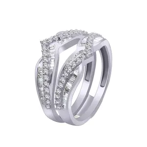 Alliance de mariage en or blanc 14 carats pour femme, diamants de laboratoire de 0,75 carat, bague vintage, protection de bague, fiançailles, anniversaire, cadeau de fête, IGI - Product Image 1