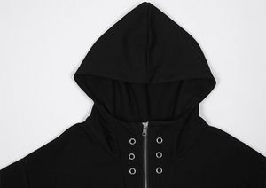 Sweat à capuche rétro délavé à l'acide pour hommes en tissu éponge épais fermeture à glissière complète épaules tombantes coupe ample motif brodé personnalisé - Product Image 3