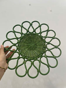 Assiette en rotin naturel faite à la main du Vietnam panier de service tissé rustique Style plateau écologique léger pour manger pique-nique et café - Product Image 4