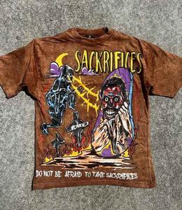 เสื้อยืดโอเวอร์ไซส์ทรงปกติ พิมพ์ลายสกรีน ยูนิเซ็กซ์ ผ้าคอตตอนถัก 100% ล้างสีแบบวินเทจ ขายส่ง - Product Image 1