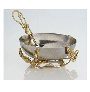 Excellent bol de service en acier inoxydable Top Trending Easy Clean Snacks Bol à noix avec tige d'arbre Bol design - Product Image 3