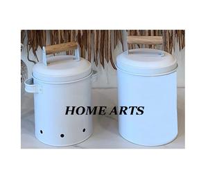 ชุดหม้อภาชนะทรงกลม2ใบพร้อมกล่องใส่สีขาวทำจากเหล็ก - Product Image 1