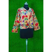 Manteau d'hiver en velours matelassé imprimé et tissé réversible pour femme, à manches trois-quarts, style safari, tricoté et respirant, vente en gros