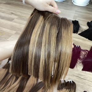 Mèches de cheveux humains lisses bon marché avec fermeture en trame, extensions de cheveux vietnamiens de couleur droite en os doublement étirés - Product Image 2