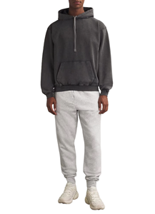 Pull-over noir unisexe à capuche en molleton, vêtements d'hiver décontractés, haut chaud à capuche à manches longues avec poche réglable - Product Image 2