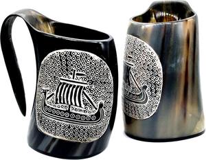 Chope traditionnelle en corne de bœuf |   Mug à boire poli à la main - Product Image 2