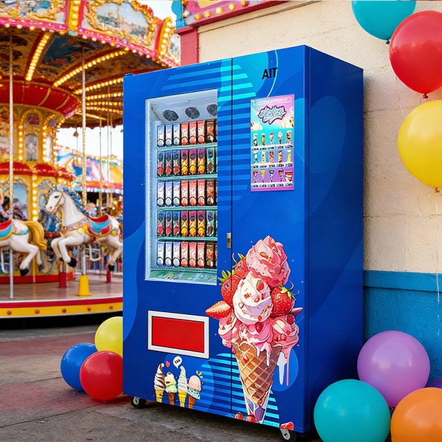 AIT 24-hour Operation Indoor/Outdoor Large-capacity Unmanned Self-service Ice Cream Vending Machine SDK Touchscreen Cloud-Based