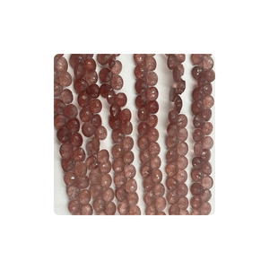 Premium 8-Inch Strand Briolette Heart Shape <b>Stone</b> <b>Beads</b> 7mm Natural Pink Strawberry Quartz Faceted for Jewelry Making Customized - Product Image 5
