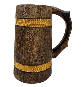 Meilleurs verres à bière en bois d'acacia indien Tasse décorative de restaurant à la main unique Nouveau design Forme de taille personnalisable - Product Image 3
