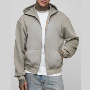 Sweat-shirts et sweats à capuche pour hommes de haute qualité, poids lourd, 100% coton, imprimé en relief, coupe régulière, streetwear, fermeture éclair - Product Image 1