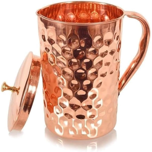 Pichet à eau en cuivre martelé pur, idéal pour le café, le lait et les boissons – Parfait pour les mariages et les restaurants - Product Image 2