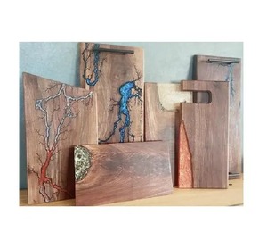 Nouveauté Planche à découper en résine et bois Planche de service pour légumes/fromage Blocs en bois avec logo laser personnalisé Emballage de pièces - Product Image 5