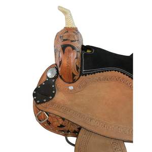 Sillín de doma occidental empaquetado personalizado de alta calidad Durable cuero genuino equitación estilo inglés hecho a mano Color negro - Product Image 3