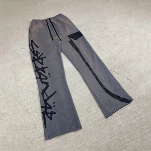 2025 OEM Custom DTG Printing 100% Cotton Lightweight <b>Flared</b> <b>Sweatpants</b> Men Light Wash Eco-Friendly Breathable Casual - Product Image 1