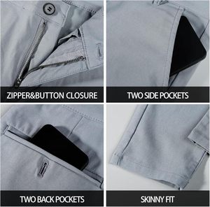 Pantalones de vestir para hombre, Pantalones chinos elásticos ajustados para hombre, botones resistentes y cremallera, pantalones ajustados a rayas laterales para hombre - Product Image 5