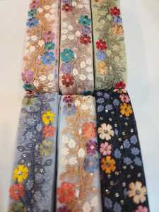 2023 nouvelle mode mutli coloré broderie fleur dentelle enfants pantalons femmes vêtements Patch broderie dentelle garniture - Product Image 2