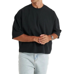 Nouveau style 2025 – T-shirt ample à épaules tombantes 100 % coton, coupe régulière, tricoté, respirant, écologique pour homme - Product Image 1